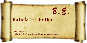 Bolvári Erika névjegykártya